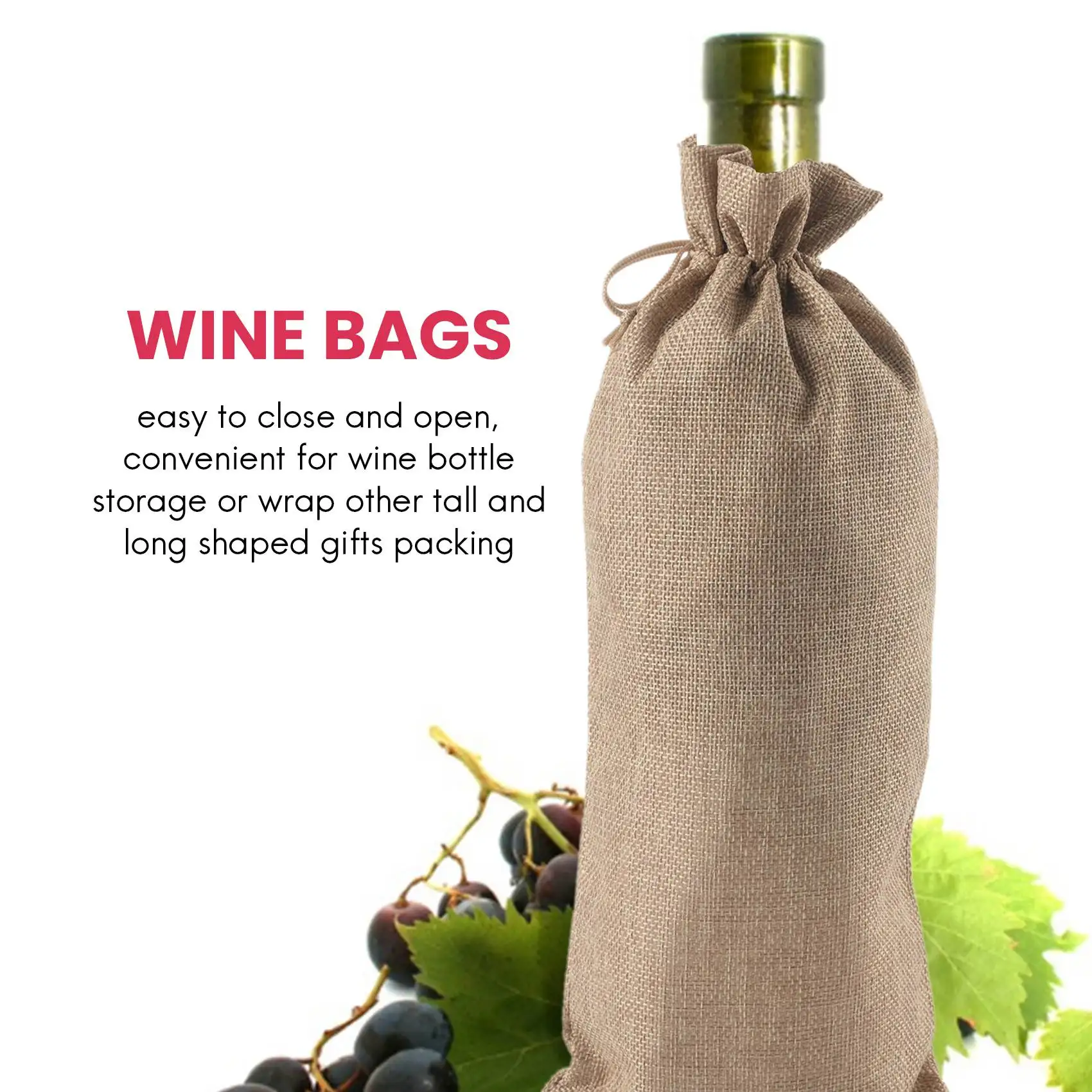 12 Pieces Burlap Wine Bags Jute Wine Bottle Bags with Drawstrings Reusable Wine Gift Bags with Tags for Party Blind Tasting