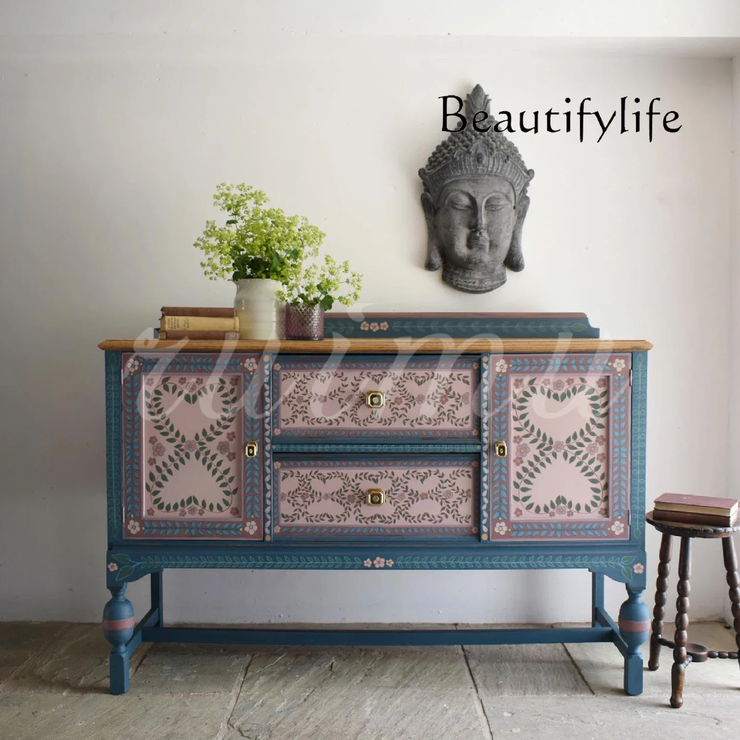 

Vb French Solid Wood Entrance Small Apartment Corridor Home Painting American Retro Creative Medieval Locker