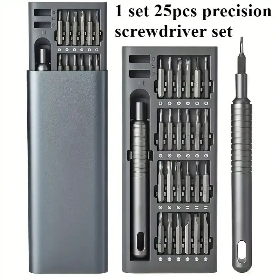 25pcs Precision Screwdriver Set, Screwdrivers, Multi-Functional Repair Tools, Durable, Various Models, Suitable For Disassembling Phones And Tablets, Daily Use, Durable Plastic Material, Comes With Assorted Screw Heads, Great Gift For Christmas, Valentine