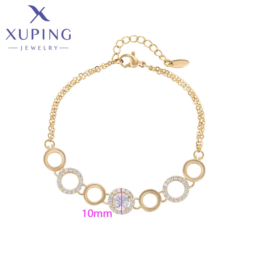 Xuping Jewelry New Fashion Charm Bracelets Round Stone Gold Plated Hand Bracelets for Women Love Birthday Gift X000841687