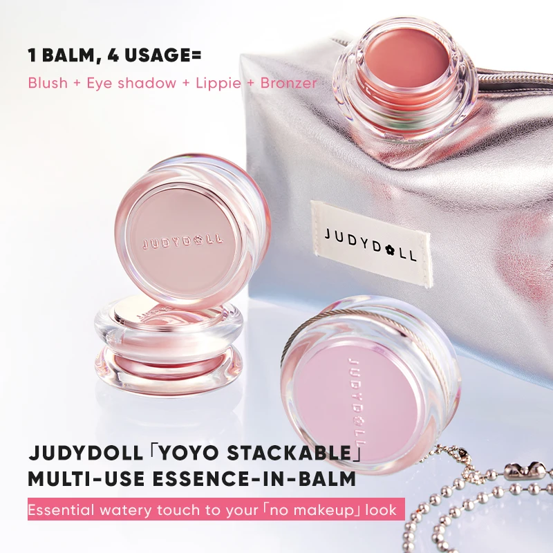 Judydoll Hydrating Essence Multi Balm, Blush Stick, Lip Tint, Creamy Texture, Lightweight, Blendable, Natural Glow, Moisturizing