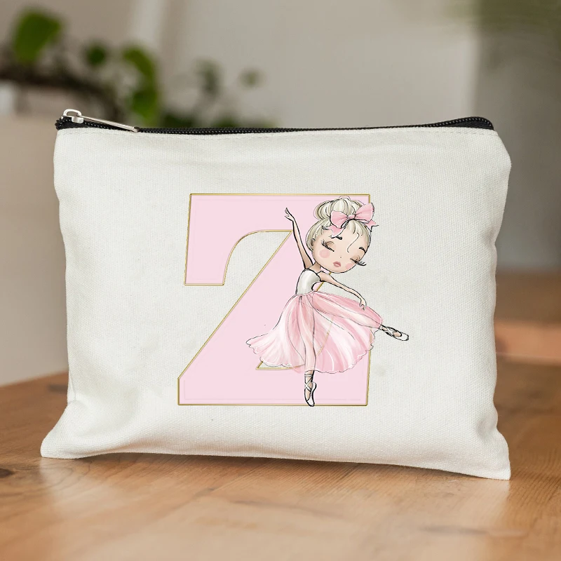 Ballet Girls Cartoon modello iniziale borsa per il trucco borsa per cosmetici pochette portatile per articoli da toeletta regalo per ragazze