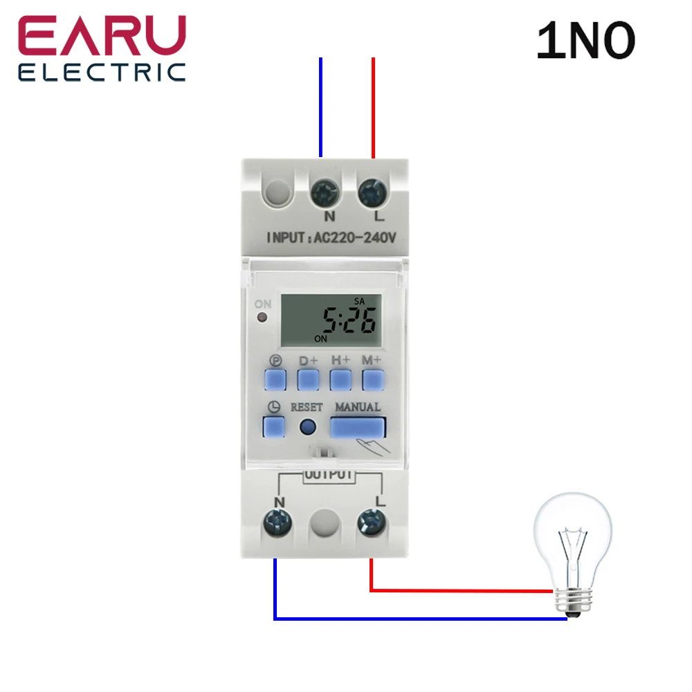 Dabey THC15A Digital Timer Switch – 7-Day Programmable, 16 ON/16 OFF, 16A 250V, AC/DC 24V, LCD Display, Built-in Battery Backup, For Lights, Pumps, Appliances