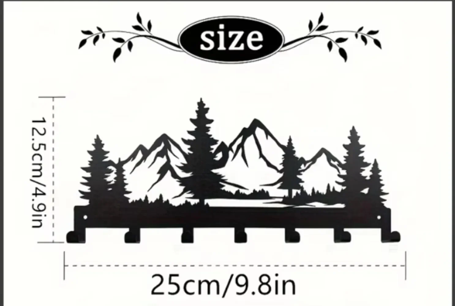 CIFBUY Mountain Pine Tree Metal Key Holder Wall Mount Key Rack Forest Silhouette Key Hook Organizer for Entryway Home Wall Decor