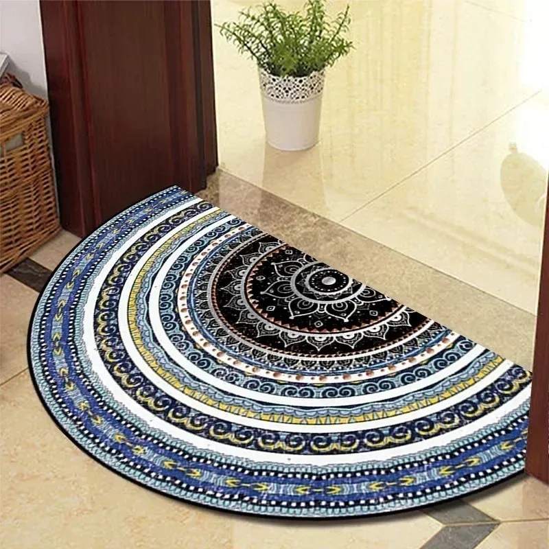 VIKAMA Persian-Style Half-Round Carpet Is Suitable For Entrance Hall, Bathroom, Providing Soft And Comfortable Home Decoration.