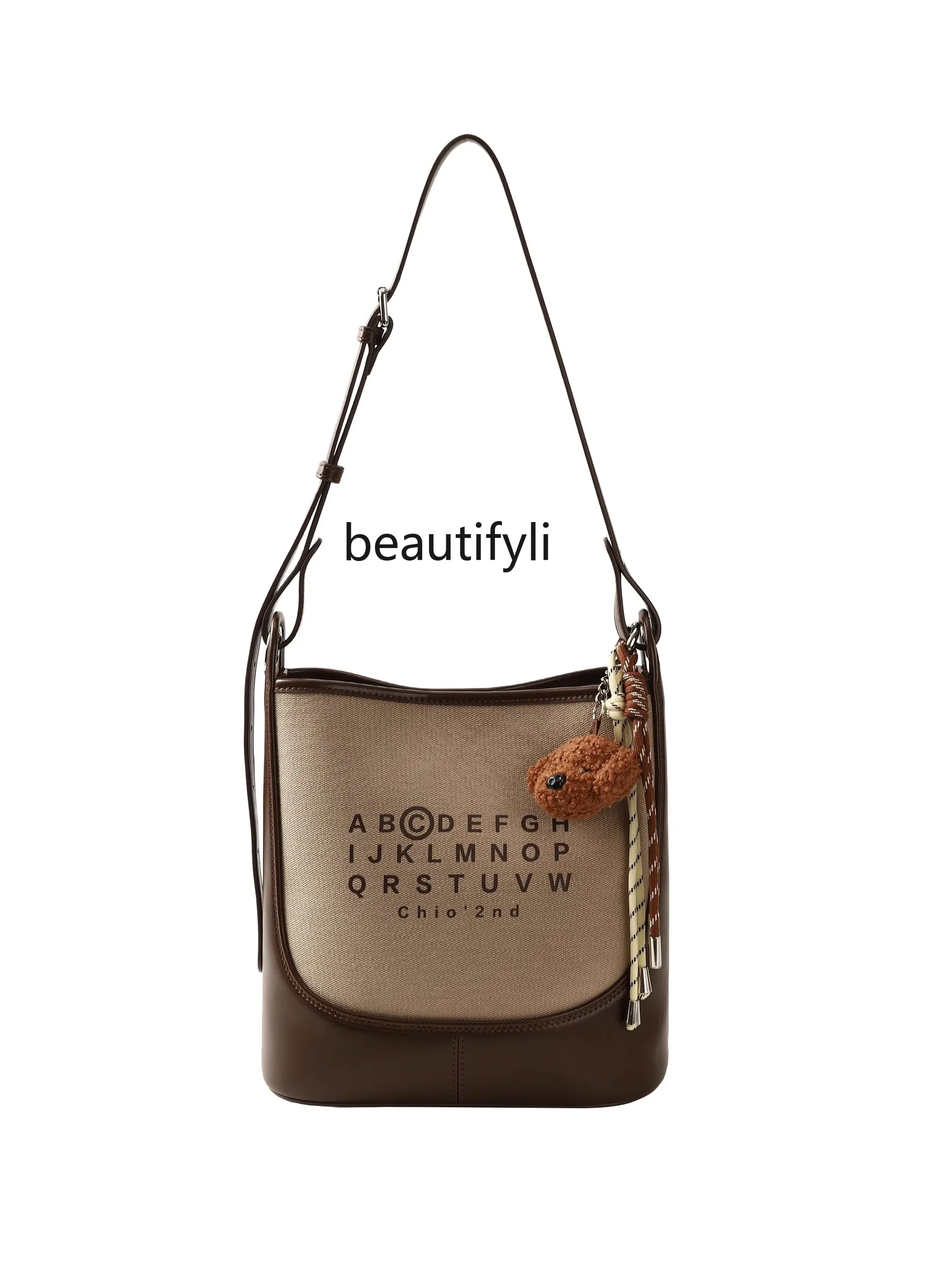 Light painting time bucket bag women's autumn retro niche high-end commuting shoulder messenger bag