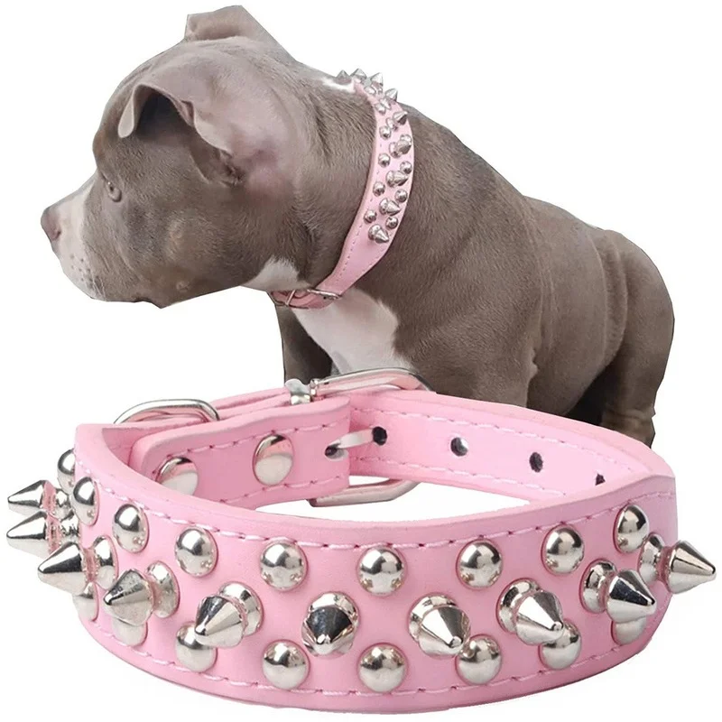 Anti-Bite Spiked Studded Pet Dog Collar PU Leather for Dogs Sport Padded Bulldog Pug Puppy Big Dog Collars Pets Supplies