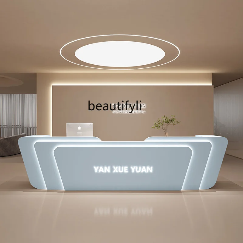 Stainless Steel Cashier Simple Modern Beauty Salon Oral and Dental Bar Training Institution Company Reception Desk