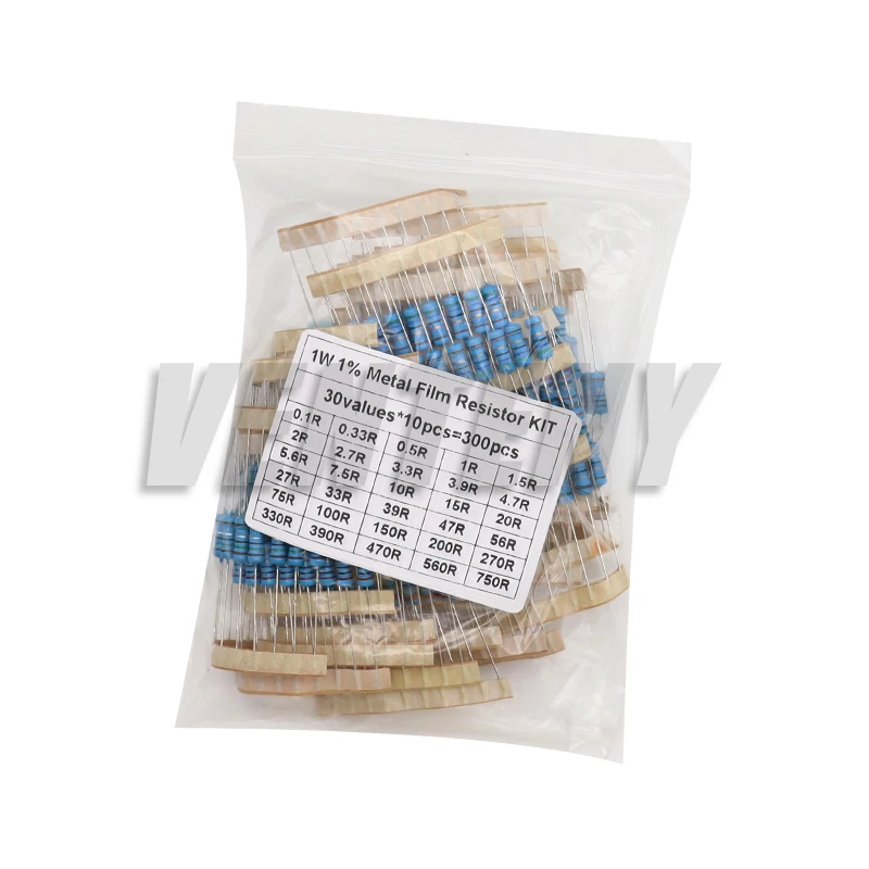 150PCS 300PCS 1/2W 1W 2W 3W Resistance 1% Metal Film Resistor Assortment Kit Set 30values 1R~750R 1K~820K Ohm