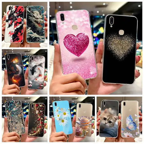 For Vivo V9 Youth Case 1727 1726 Cute Love Heart Painted Cover Soft Slim Phone Case For Vivo Y85 Y89 V 9 Youth VivoV9 6GB Fundas