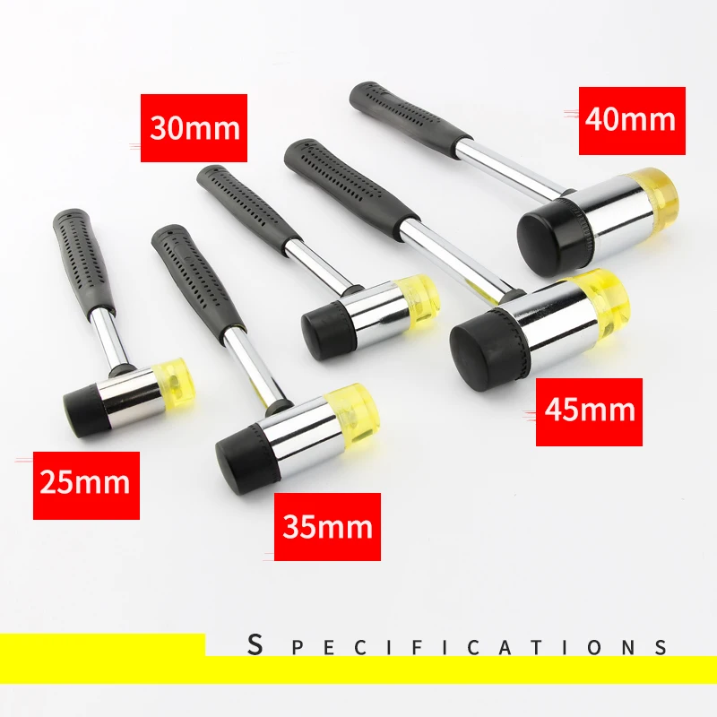 Imagem -03 - Double Face Rubber Hammer Nylon Cabeça Mallet Multifuncional Vidro Janela Beads Mallet 25 mm 30 mm 35 mm 40 mm 45 mm