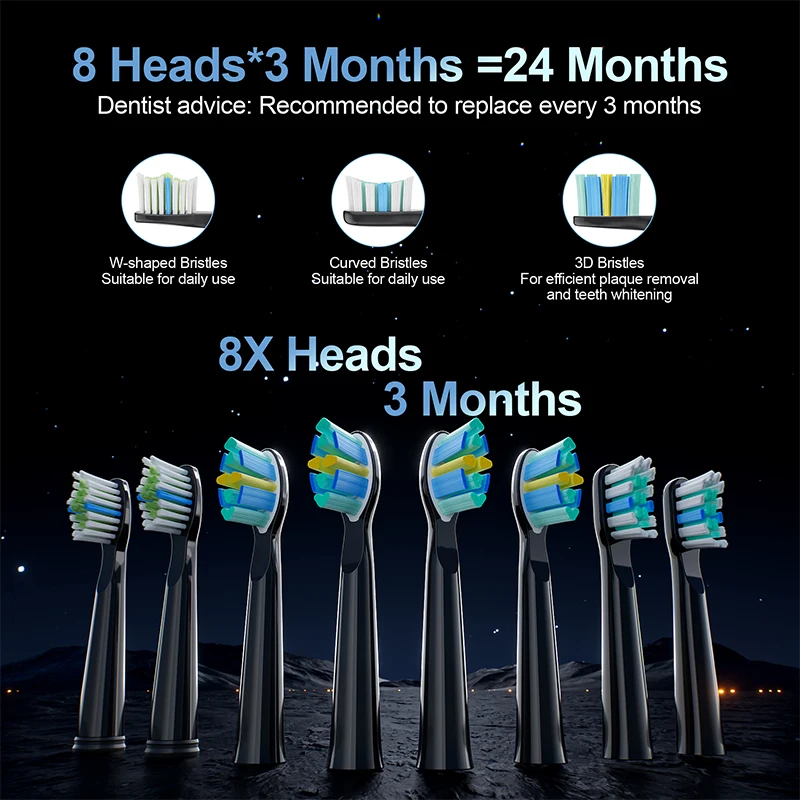 Yunchi فرشاة أسنان كهربائية بالموجات الصوتية Y5 للكبار الموقت 5 طرق مايكرو USB قابلة للشحن فرشاة أسنان ث 8 قطعة رؤوس فرشاة بديلة
