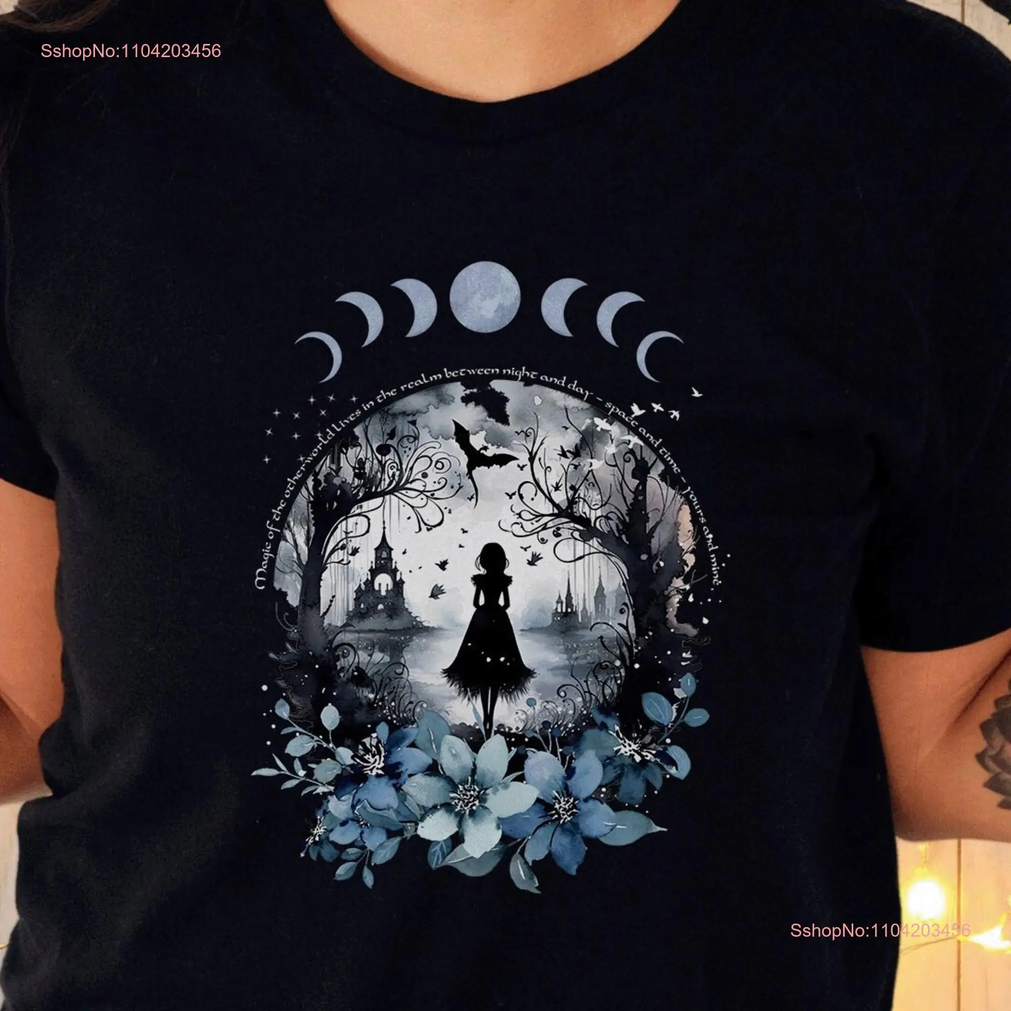 Magical Dark Faerie T shirt Academia Fae Gothic Boho Fantasy Premium Crewneck long or short sleeves