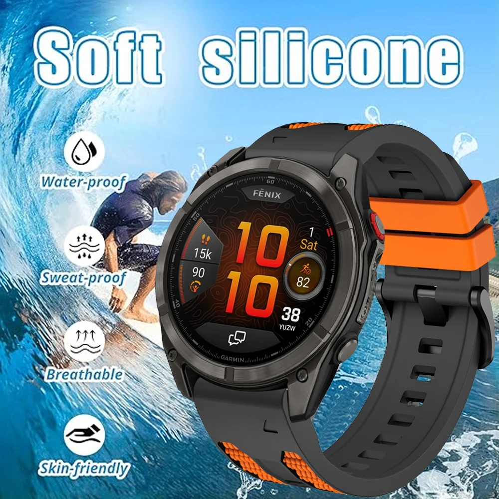 Fenix8 Uhrenarmband für Garmin Fenix 8 Pro 47mm 51mm E 7 7X 6 6X/Epix Pro/Tactix8 970 965 QuickFit 22mm 26mm Sport-Silikonarmband – Detail 10
