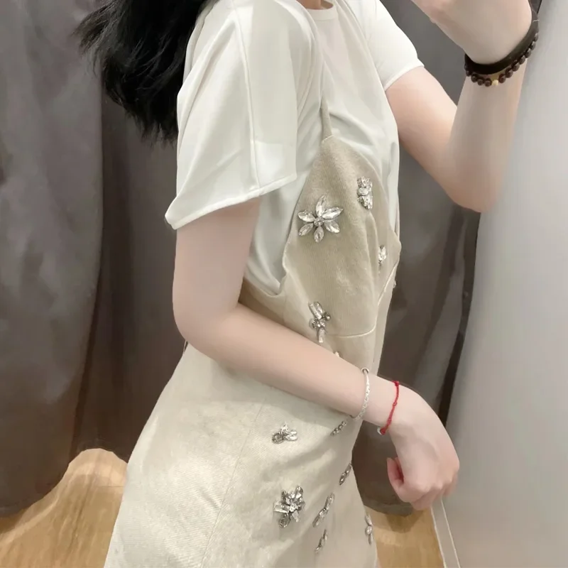 Rhinestone Sleeveless Slip Dress Summer Backless Short Dresses Women Sexy Vacation Party Dresses Beach Elegant Mini Dress