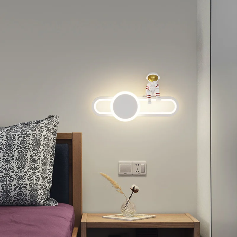 Imagem -05 - Modern Lunar Astronaut Led Lâmpadas de Parede para Quarto das Crianças Quarto Sala de Estar Luz de Fundo Casa Decoração Criativa Luxo Lustre