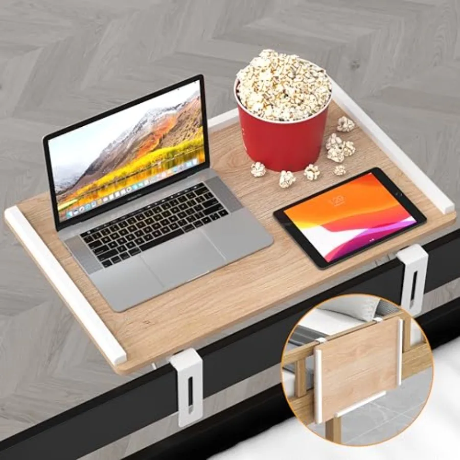 

Foldable Bedside Shelf for Bunk Bed - Extra Large Metal Clamp On Top Bunk Accessories Heavy Duty Floating Caddy Tray for Dorm R