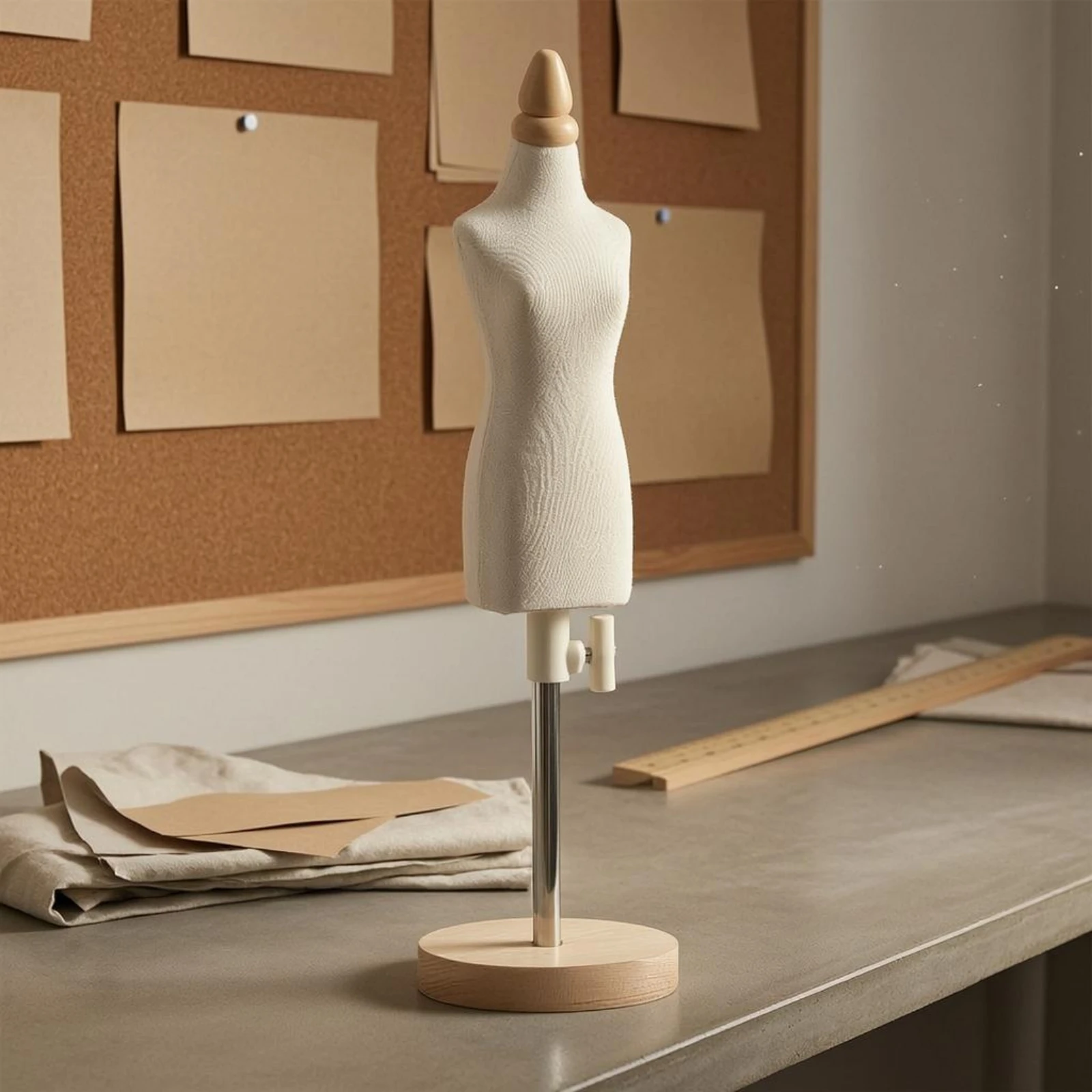 Teaching Dress Form Wooden Base Dressmaker Mannequin Fashion Display Cotton Cover Craft Supply Pinning Surface for Tailors