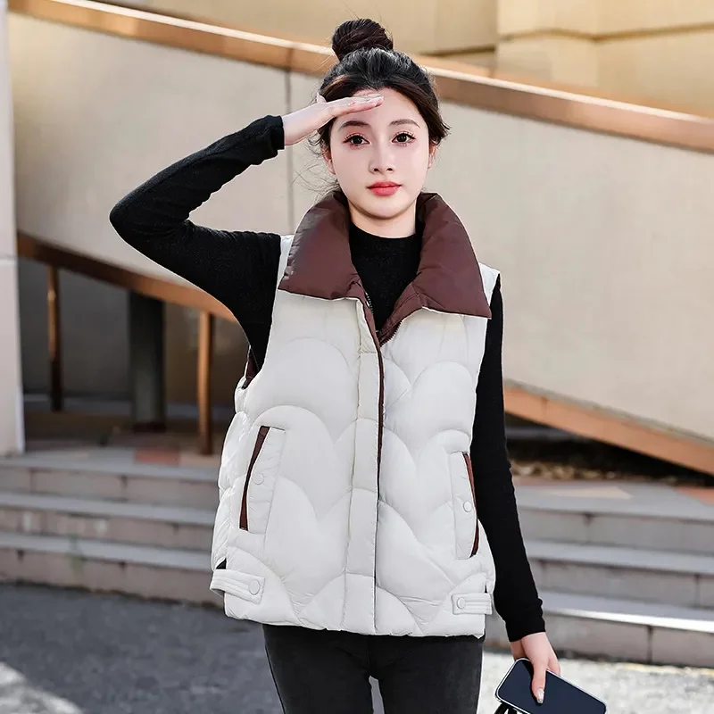 2024new Herbst Winter warme Weste Damen ärmellose Daunen Baumwoll mäntel Frauen Oberbekleidung lässige Puffer Weste Jacke Chaleco Mujer