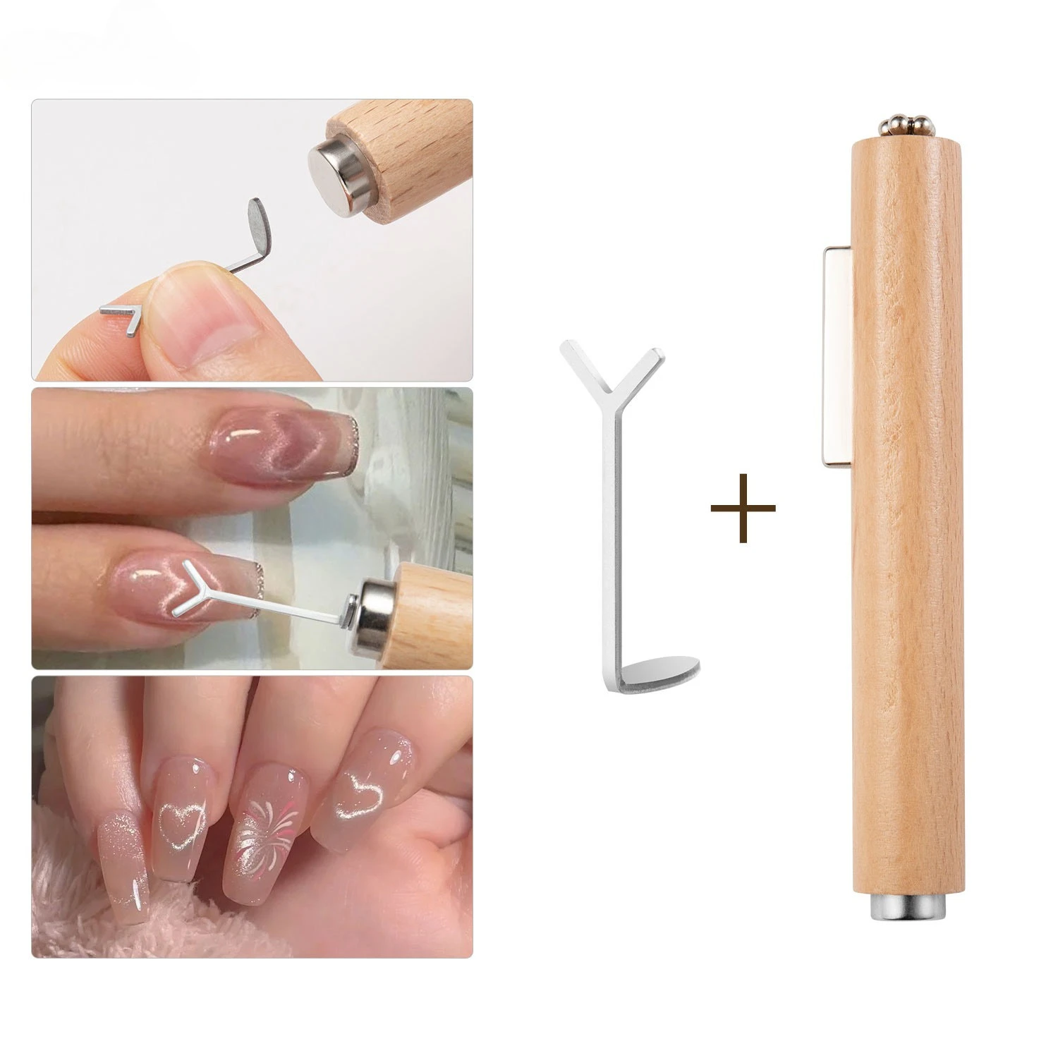 

Трендовый дизайн ногтей Y-образное сердце Кошачий глаз Магнитная проволока Кошачий глаз в форме сердца Специальный магнитный проволочный инструмент (немагнитный)