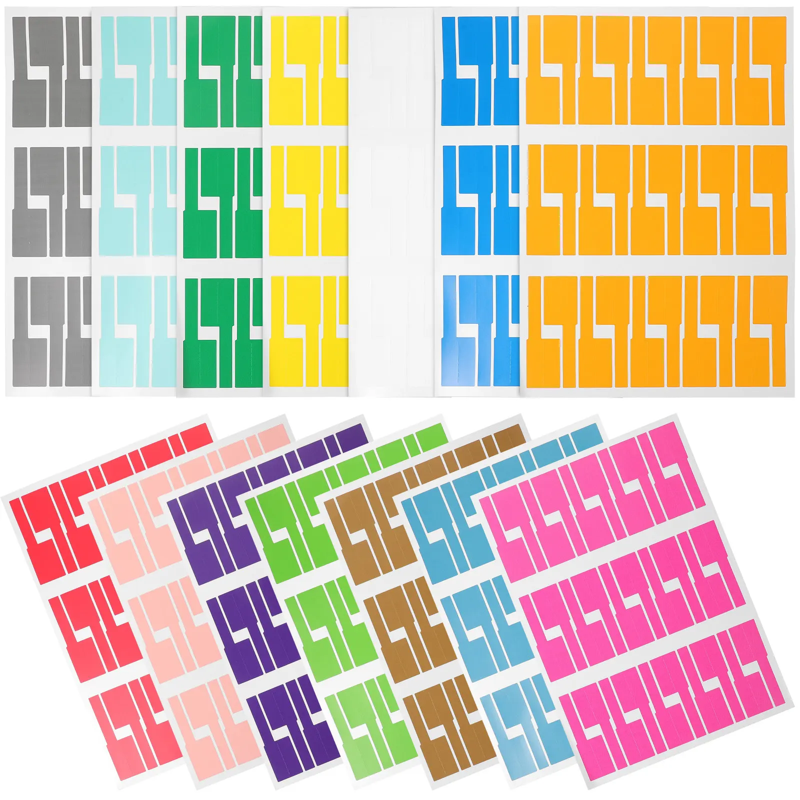 

14 Sheets Premium Colorful Cable Labels with Strong Adhesive - Writeable Stickers for Managing Wires Cords in Office School Data