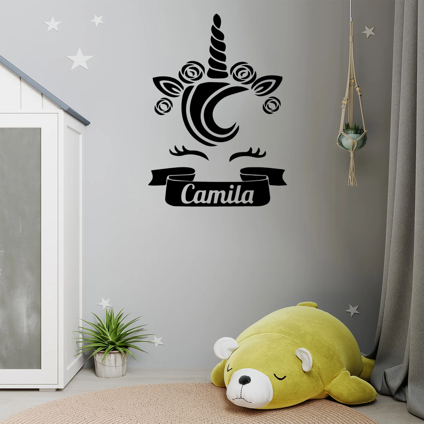 1 pc pretty unicorn Custom name Wall Sticker Removable Wall Stickers Diy Wallpaper Kids Room Nature Decor  Sticker Mural