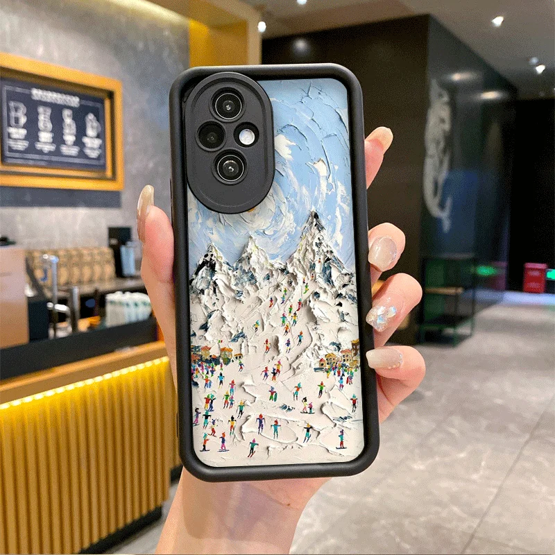 النفط اللوحة الفن الثلوج مشهد التزلج جراب هاتف لهواوي نوفا 11i 10 9 SE P20 P30 برو Y70 Y90 ماتي 50 40 30 برو 5G غطاء ناعم #5