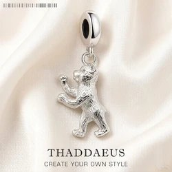Berlin Bear Danglle Charm Pendants For Women Men 925 Sterling Silver New Cute Jewelry