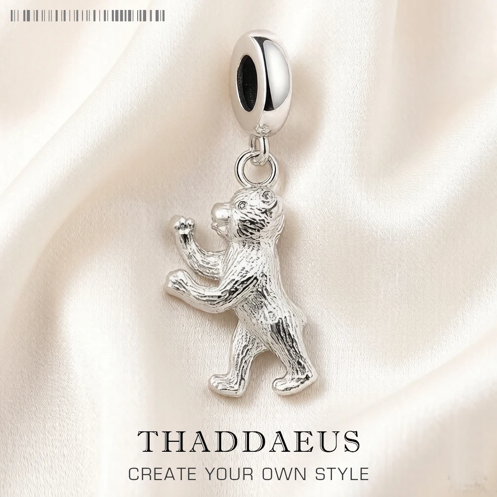 Berlin Bear Dangle Charm Wisiorki dla kobiet mężczyzn 925 Sterling Silver Nowa urocza biżuteria