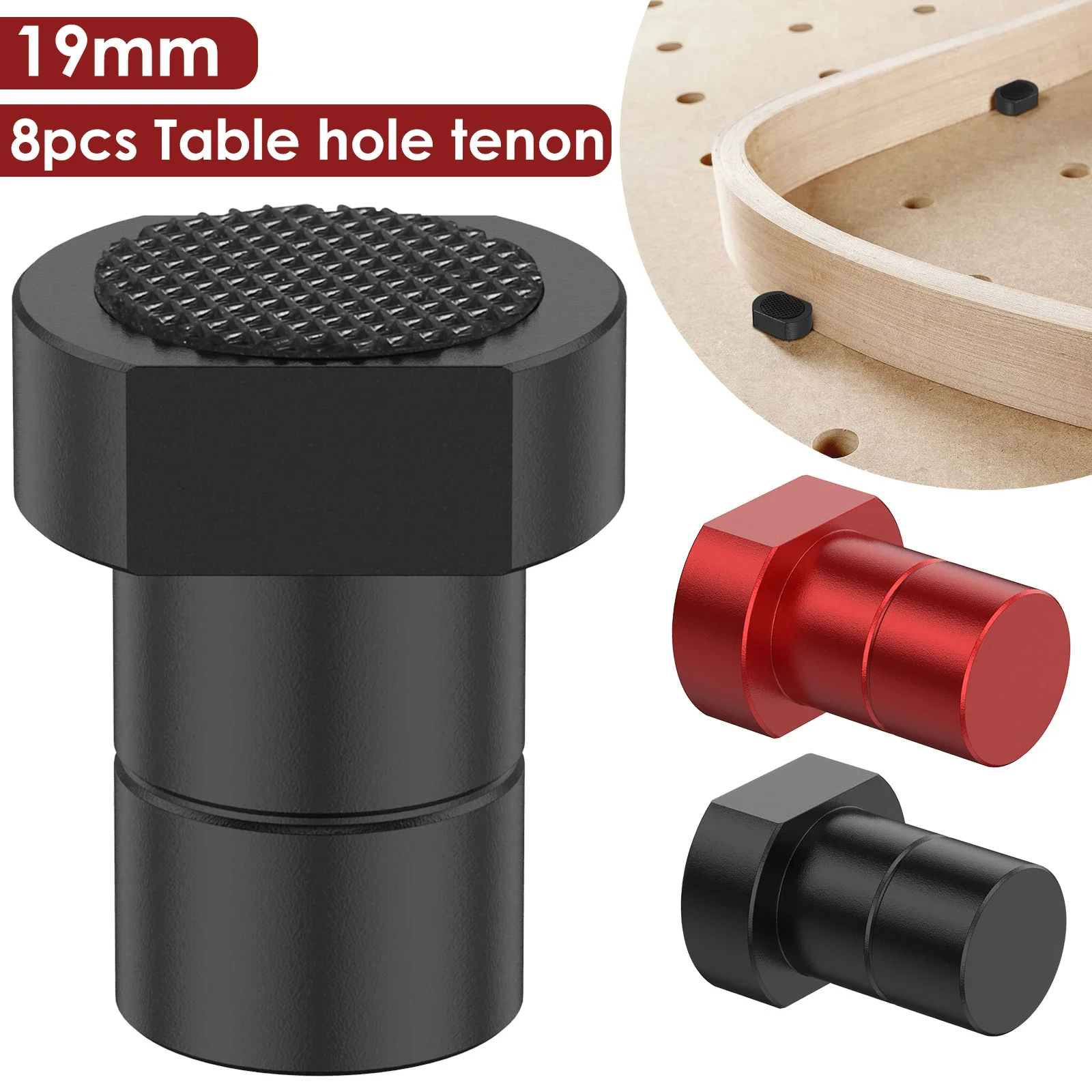 

8Pcs Bench Clamp 19mm Aluminum Alloy Workbench Hole Stop Sturdy Multipurpose Woodworking Table Stop with Non-Slip Pad