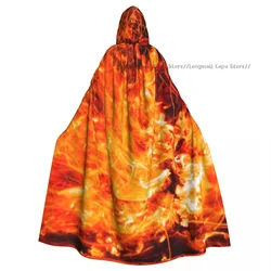Cosplay Medieval Costumes Abstract Burning Fire With Sparks Hooded Cloak Capes Long Robes Jackets Coat Carnival