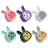 6pcs Towel Mounted Hooks Rabbit shaped Self adhesive Holder Bathroom Kitchen Plug Washcloth Plate ganizer Storage