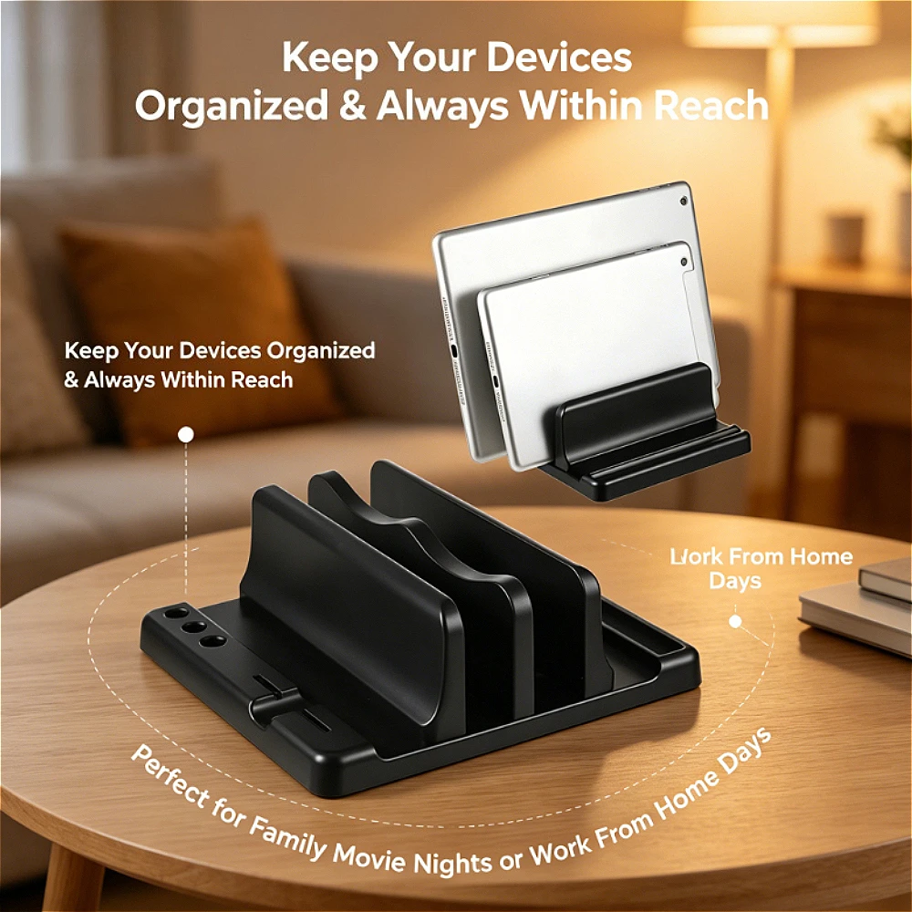 Desktop Space-Saving Vertical Laptop Stand, Multi-Purpose Notebook & Tablet Dock