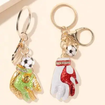 

2pcs Creative Soccer Goalkeeper Glove Shaped Keychain Unique Sports Fan Pendant Decorative Bag Purse Hanging Car Key Ring