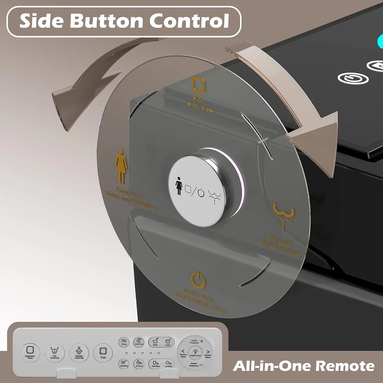 Square Smart Toilet Bidet For Modern Bathroom,Diamond-shaped Sleek Design Elonagted Rectangle 17" Comfort Bowl, Customized image 5