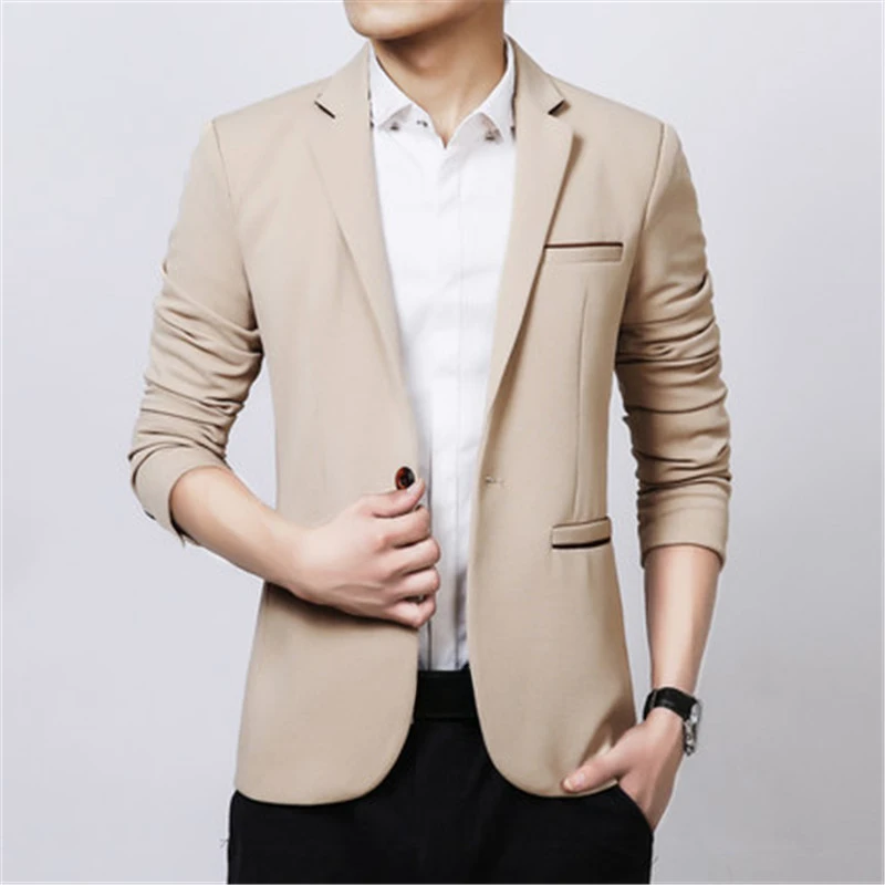 Male Blazer Blue Thin Slim Fit Party Menswear Men\'s Suit Jackets Korean Style Clothes Fashion 2024 Coat Original Elegant Casual