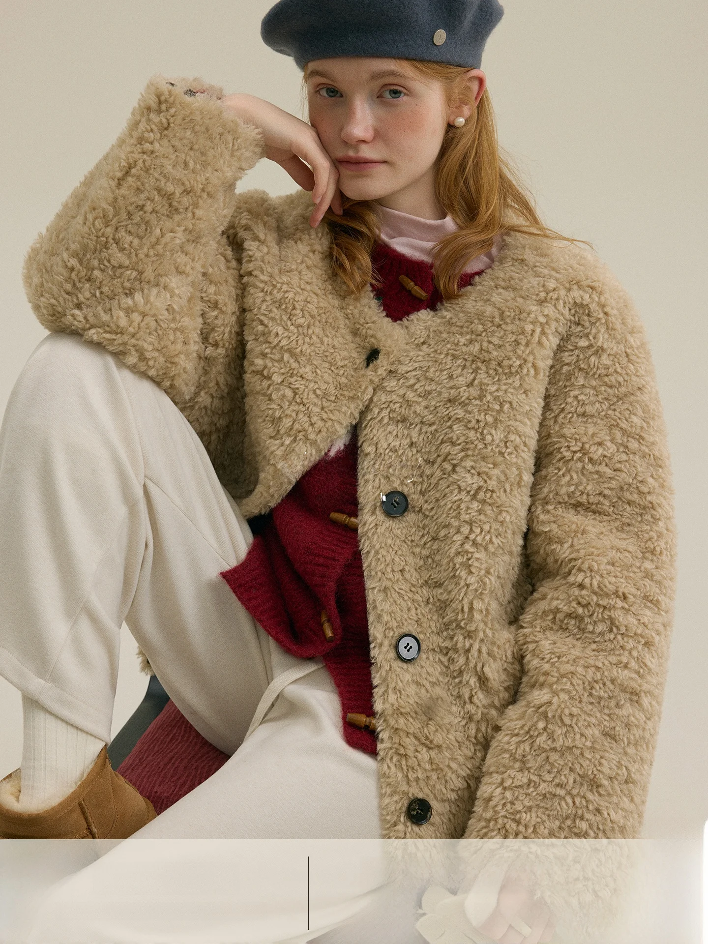 

Rina Berry Warm Loose Autumn Winter ort Coat Casual Sle Milk Tea Color Commute Friendly Furry Jaet Ladies Outerwear