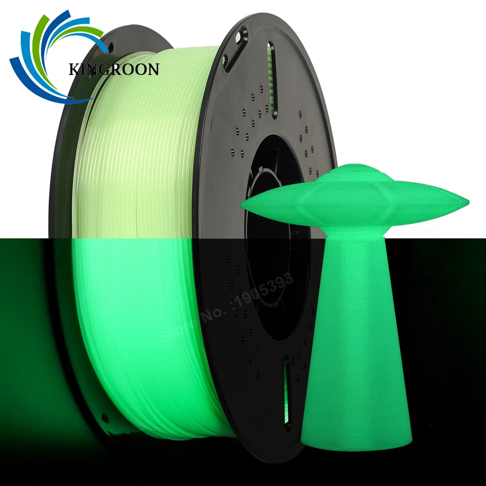 KINGROON Glow In The Dark PLA Plastic 1.75mm 3D Printer Filament Luminous Color Change PLA 3D Printing Material , 1KG Spool