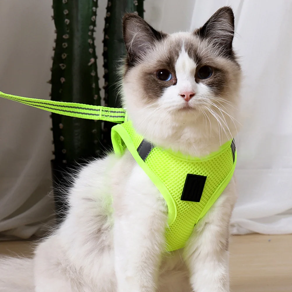 

Cat Harness Vest Type Breathable Chest Protector Lightweight Comfortable Durable Easy to Clean Fruit Green Size M
