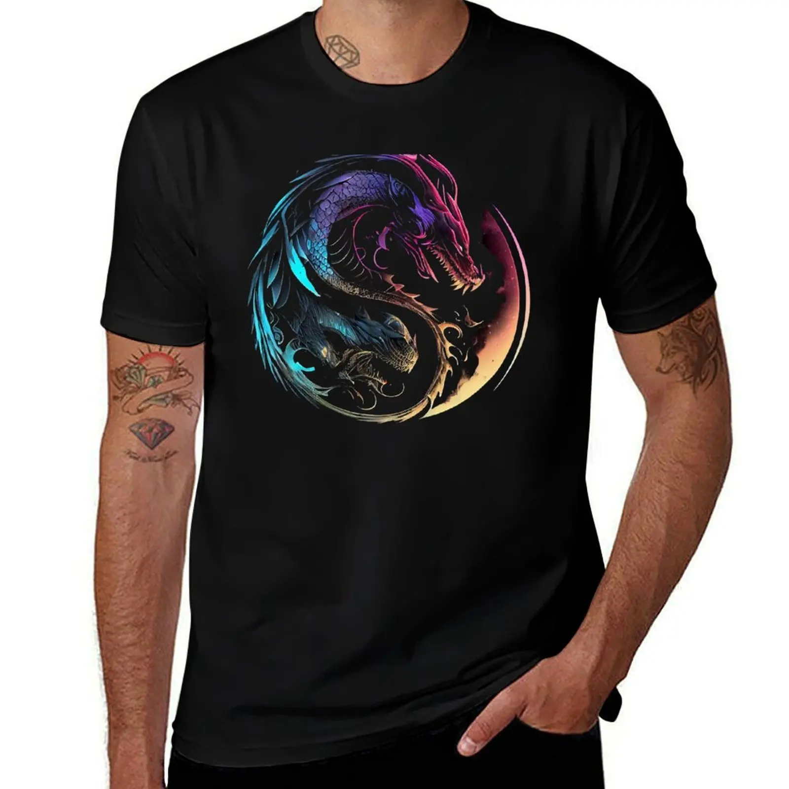 

Synthwave Yin Yang Dragon T-Shirt man t shirt designer t shirt personalised T-Shirt