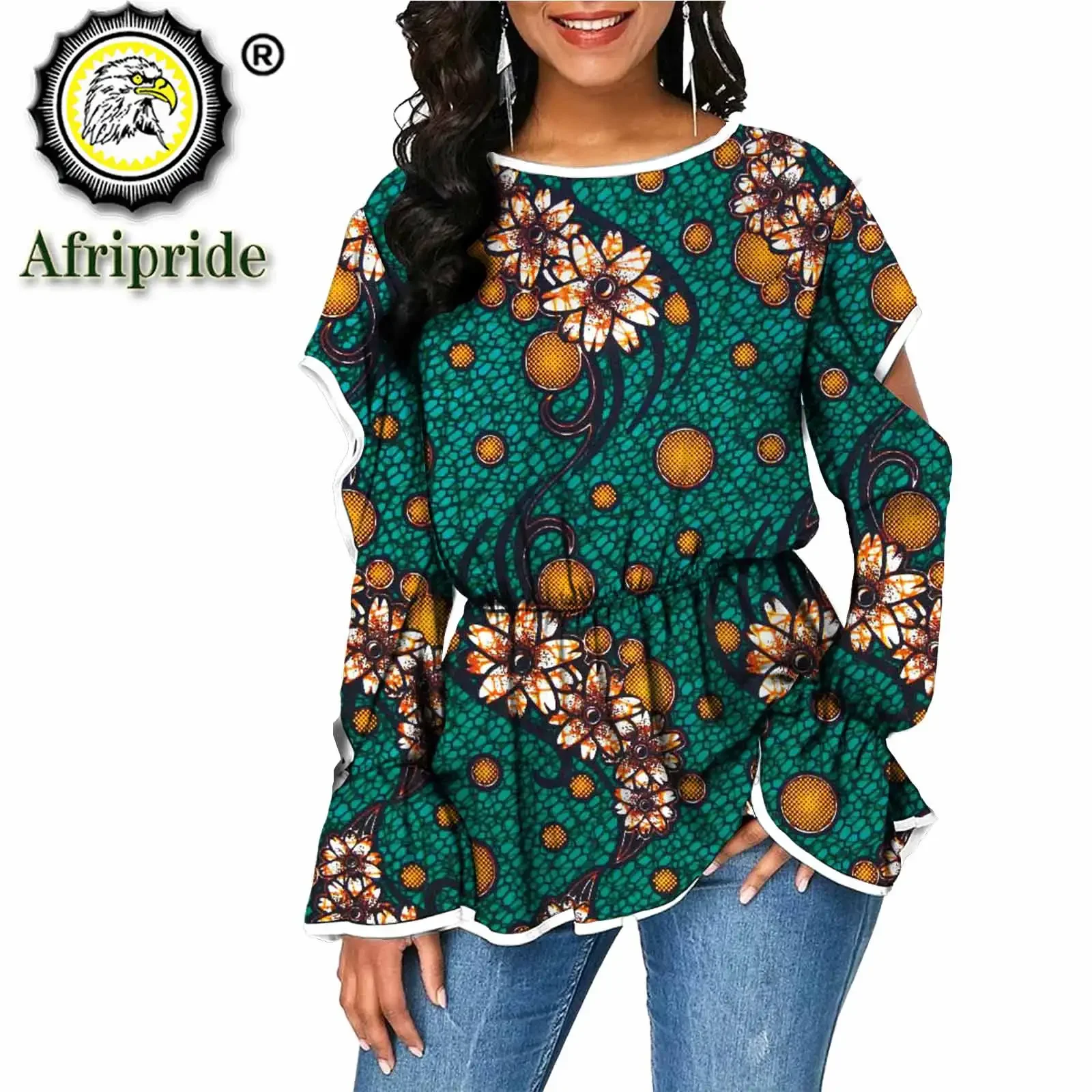 

African Clothes for Women High Waist Long Sleeve Blouses Plus Size Long Shirt Dashiki Tops Fashion Casual Wax Batik S2124001