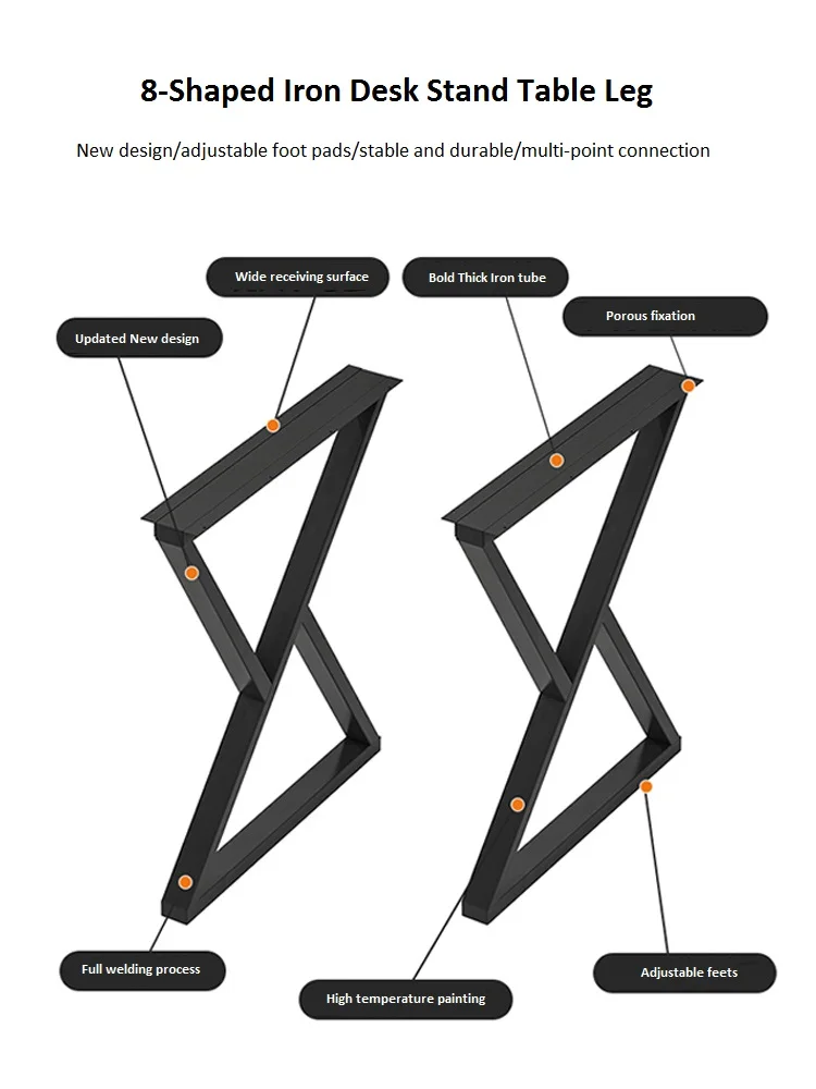 Customized Unilateral Iron Bar Leg Bracket, Metal Cabinet Support, Simple Desk Dining Table Leg