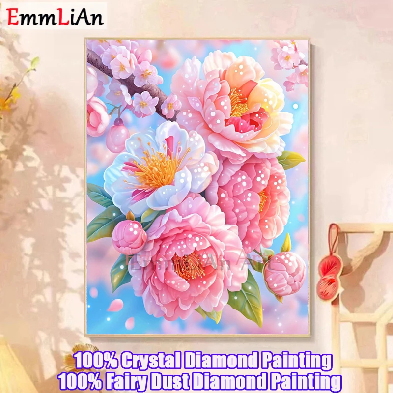 

2025 Новый 5d DIY Фея Пыль Дрель Алмазная Вышивка Розовый Цветок Полный Кристалл Мозаика Искусство Цветочная Алмазная Картина Домашний Декор Подарок