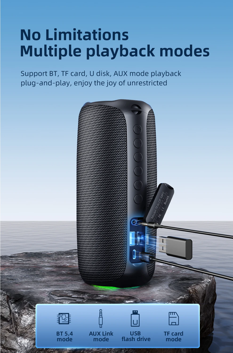 Zealot-MP2 Karaoke-Maschine Tragbarer Bluetooth-Lautsprecher mit 1-2 Kabellosen Mikrofonen 10 Stunden Spielzeit, IPX5 Wasserdicht für Draußen – Detail 11