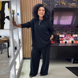 Two 2 Piece Pant Sets Women 2025 Outfit African Dresses for Women Dames Africa Clothing Full-body Hot Diamond Casual Suit Female