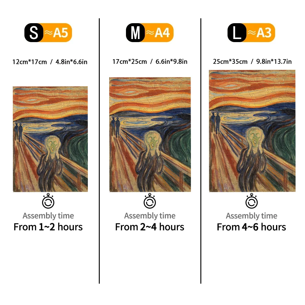The Scream 1910 Montessori Games 3d DIY Wooden Puzzle Animals Wood Christmas Children Educational Toy Jigsaw Keychain Diy