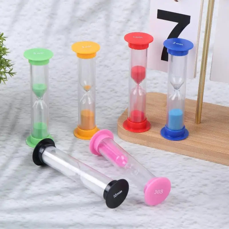 Mini Sand Timer 6Pcs Colorful Plastic Set Assorted Time Settings for Tea Brewing Kids Activity Kitchen Cooking Time Reminder