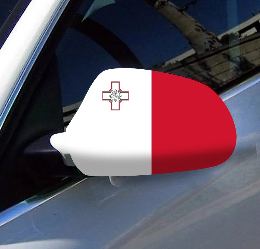 Directly Delivery 2 Pcs Free Size Four-way stretch fabric Malta Flags Car Mirror Cover