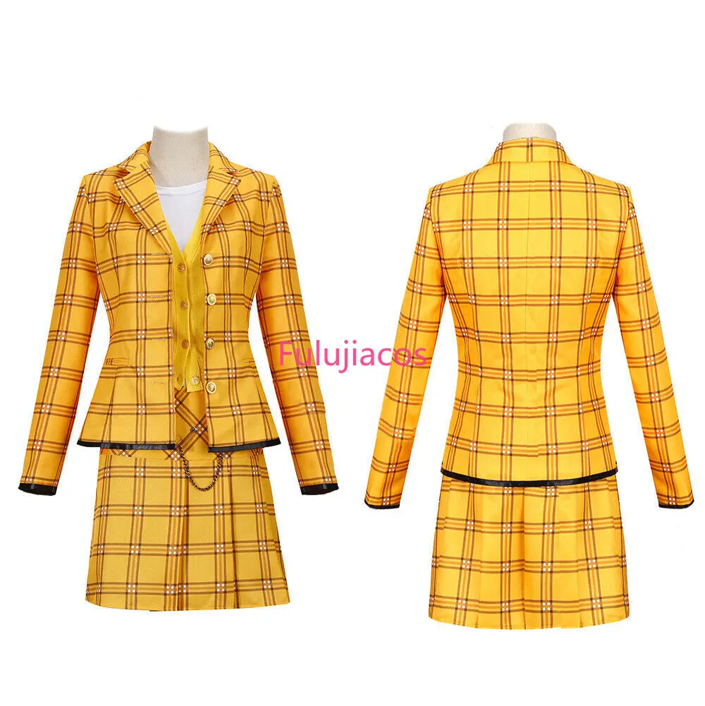 

Fulujiacos Film Cher Horowitz Cosplay Costume Dress Suit School Uniform College Jacket Skirt