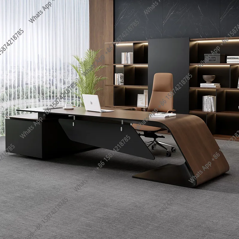 

Стол руководителя: роскошный, элегантный, современный, минималистичный, из орехового дерева, для офиса.